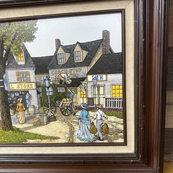 H.Hargrove Framed Original Signed Sergraph Oil Painting General store 12x16 - Picture 3 of 8
